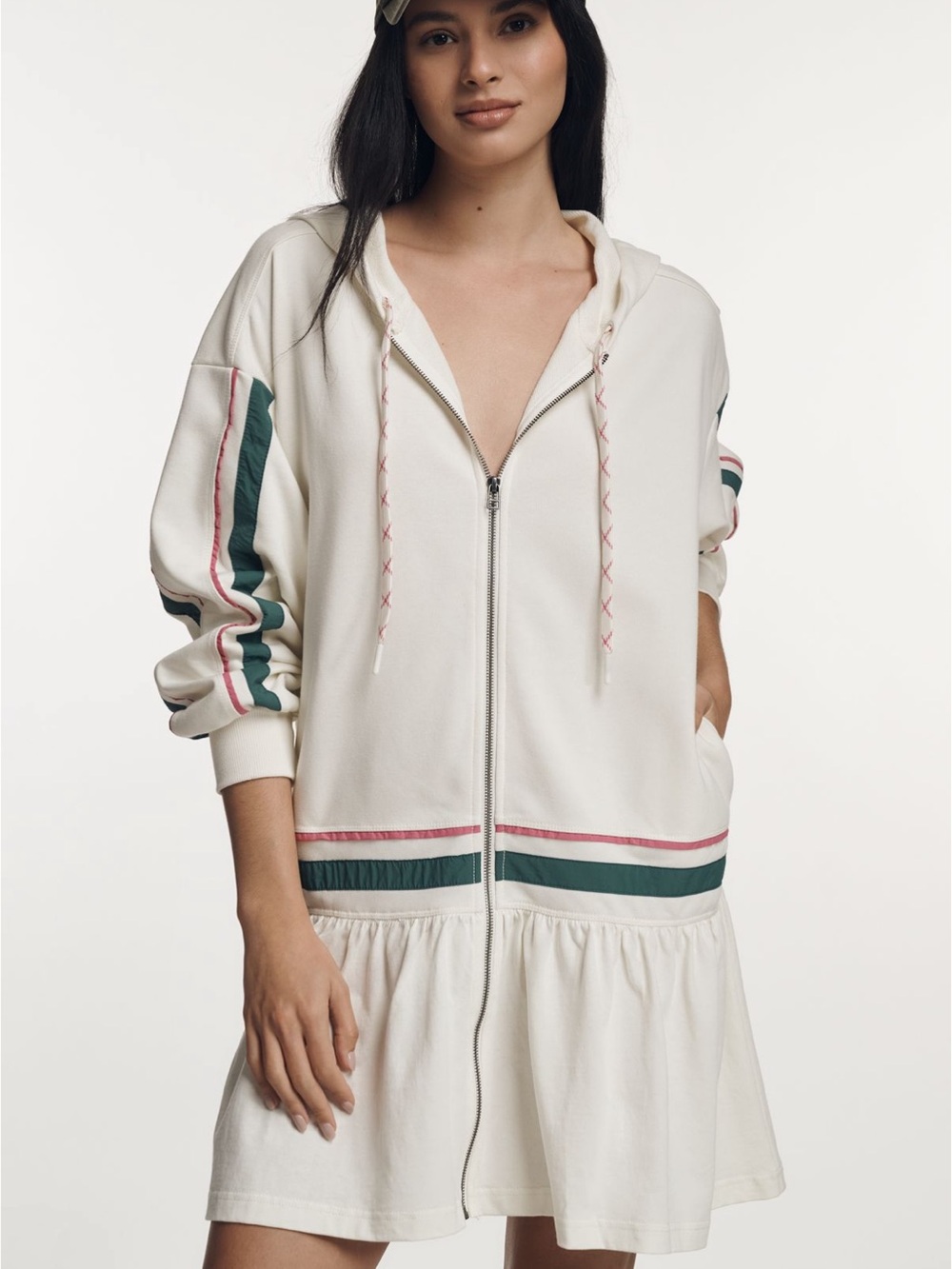 Anthropologie Daily Practice Women’s Cream Zip Hoodie Dress